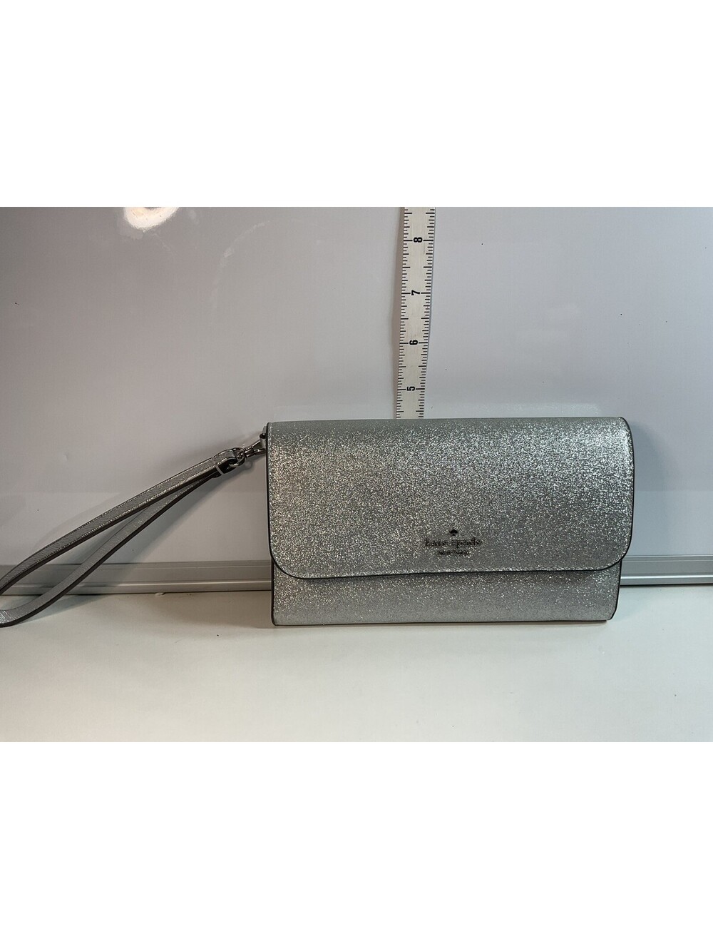 Kate Spade Silver Glitter Wristlet Wallet MINT